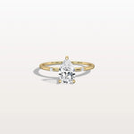 1 CT Lab Grown Pear Engagement Ring with Hidden Halo - Rings