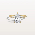 2CT Lab Grown Pear Engagement Ring with Hidden Halo - Rings
