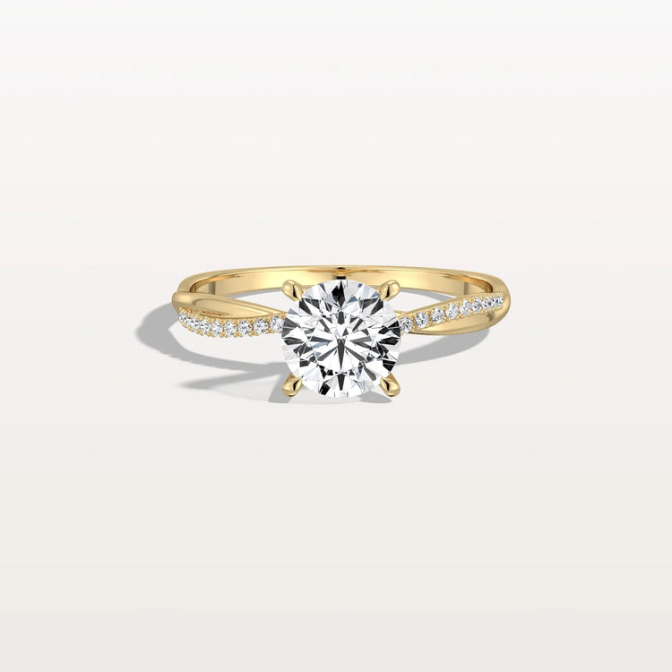 1CT Twisted Engagement Ring with Round Lab Grown Diamond - Rings