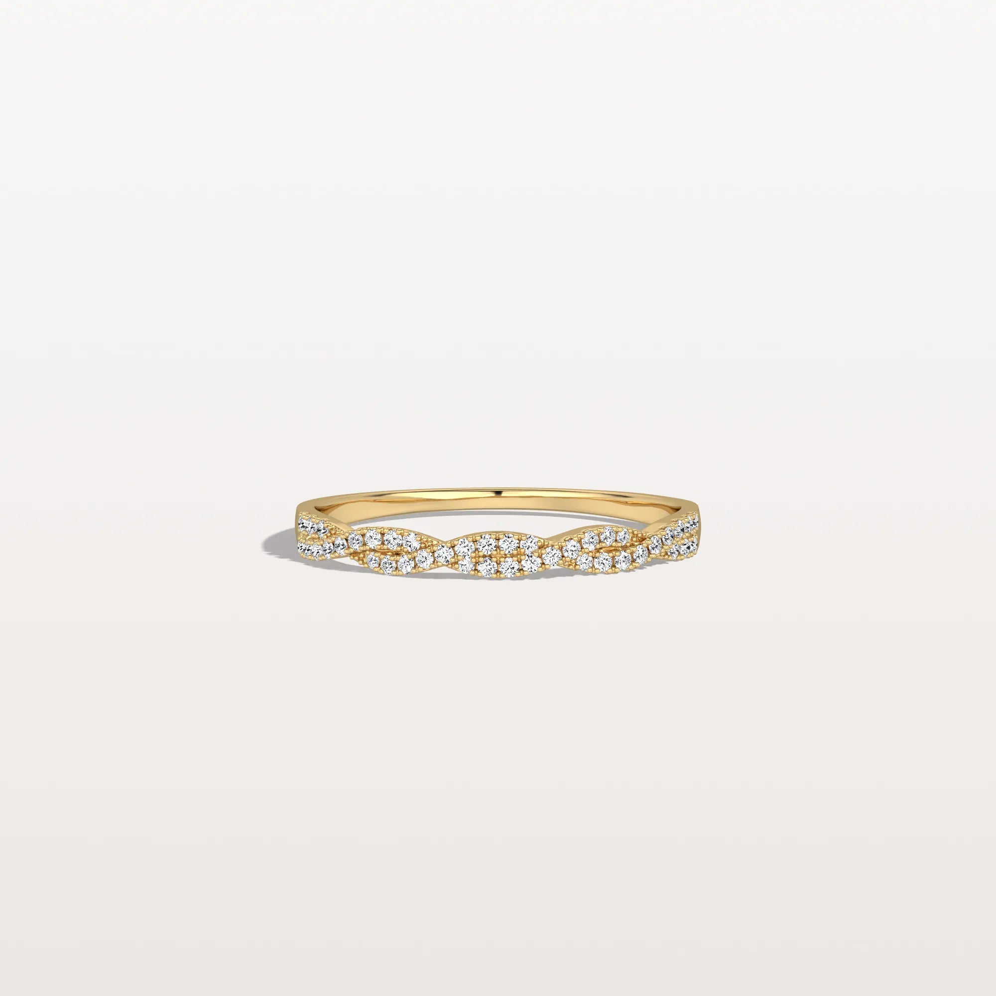 Twisted Pave Wedding Band - Stackable 14K Gold/Platinum Ring - Rings