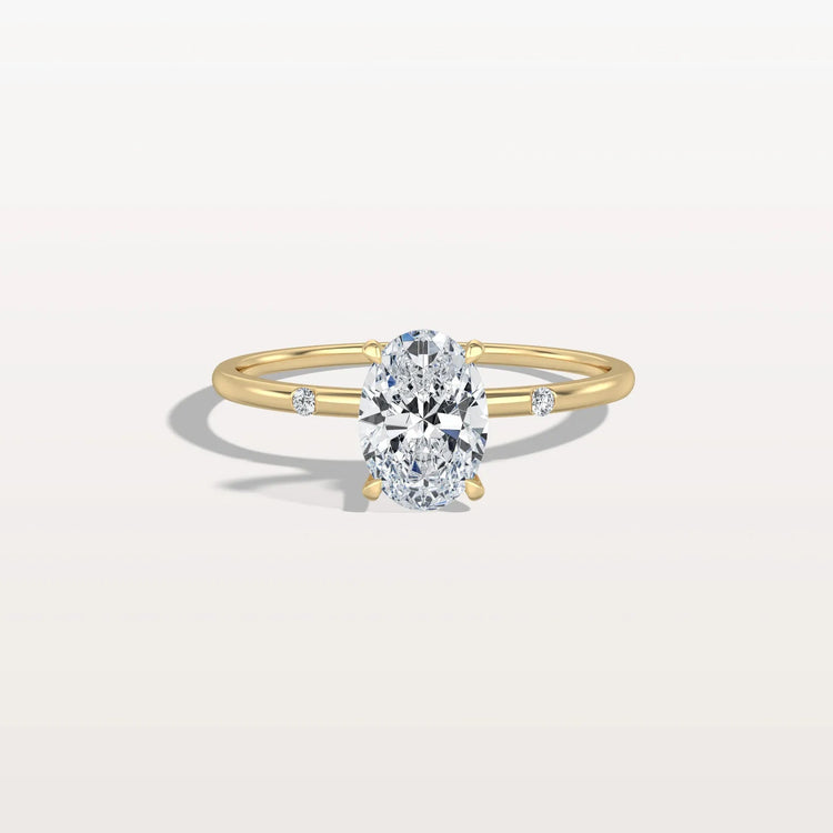 1CT Oval Lab Grown Diamond Hidden Halo Engagement Ring - Rings