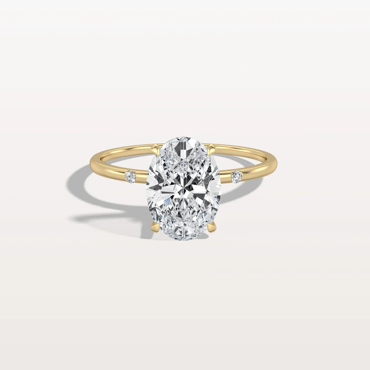 2CT Oval Lab Grown Diamond Hidden Halo Engagement Ring - Rings