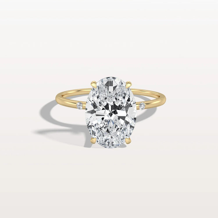 3CT Oval Lab Grown Diamond Hidden Halo Engagement Ring - Rings