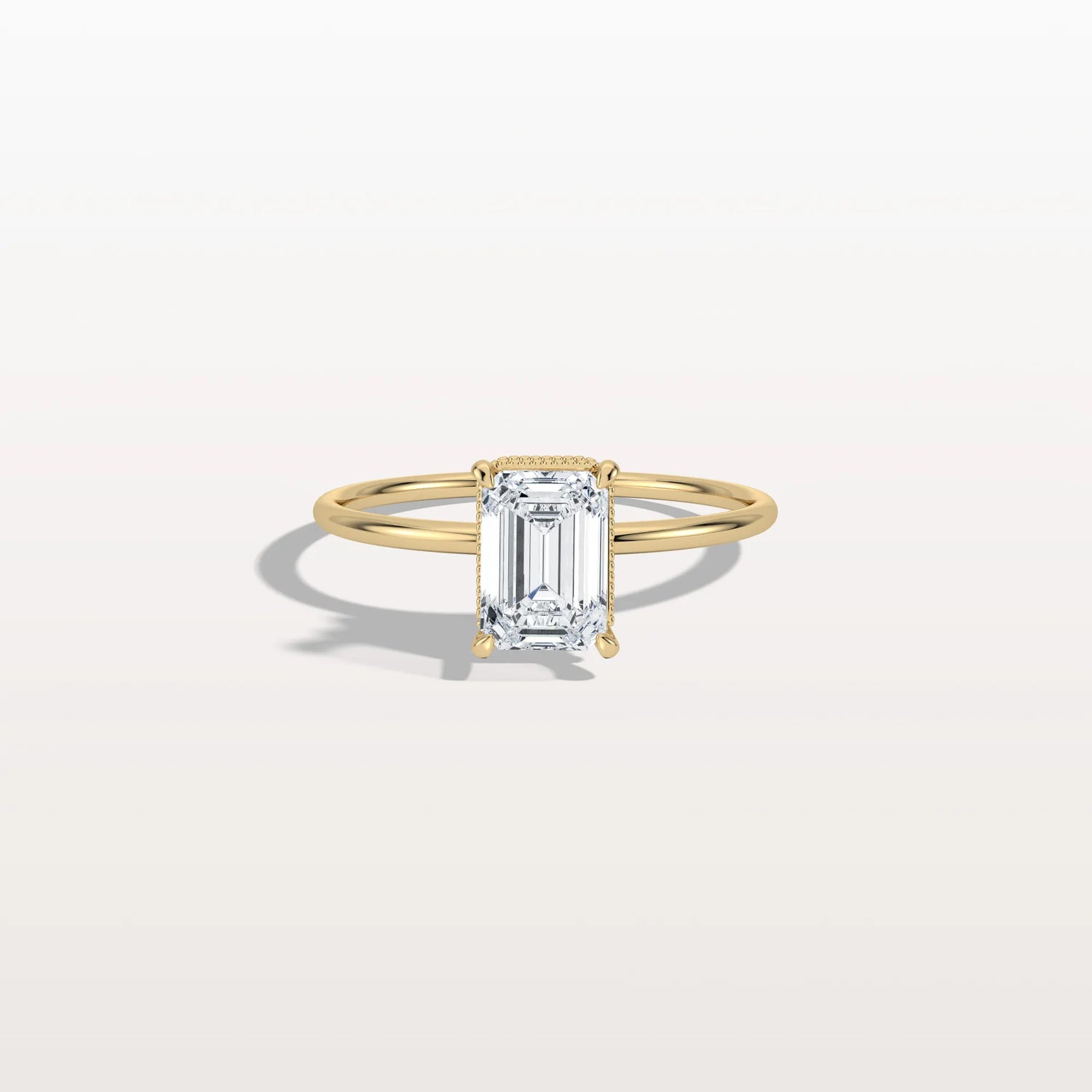 1CT Emerald Cut Lab Grown Diamond Engagement Ring - Rings