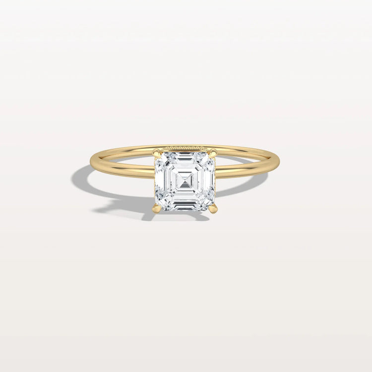 1CT Asscher Cut Lab Grown Diamond Ring With Basket Setting - Rings