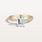 1CT Emeral Cut Lab Diamond Twisted Engagement Ring In Solid Gold/Platinum - Rings
