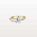 1CT Emeral Cut Lab Diamond Twisted Engagement Ring In Solid Gold/Platinum - Rings