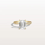 2CT Emeral Cut Lab Diamond Twisted Engagement Ring In Solid Gold/Platinum - Rings