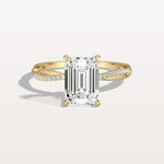 2CT Emeral Cut Lab Diamond Twisted Engagement Ring In Solid Gold/Platinum - Rings