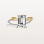 3CT Emeral Cut Lab Diamond Twisted Engagement Ring In Solid Gold/Platinum - Rings