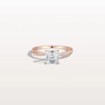 1CT Asscher Cut Lab Diamond Twisted Engagement Ring In Solid Gold/Platinum - Rings