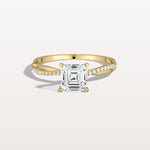 1CT Asscher Cut Lab Diamond Twisted Engagement Ring In Solid Gold/Platinum - Rings