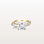 2CT Asscher Cut Lab Diamond Twisted Engagement Ring In Solid Gold/Platinum - Rings