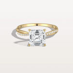 2CT Asscher Cut Lab Diamond Twisted Engagement Ring In Solid Gold/Platinum - Rings