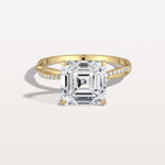 3CT Asscher Cut Lab Diamond Twisted Engagement Ring In Solid Gold/Platinum - Rings