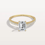 Emerald Cut Solitaire Pave 1CT Lab Grown Engagement Ring - Rings