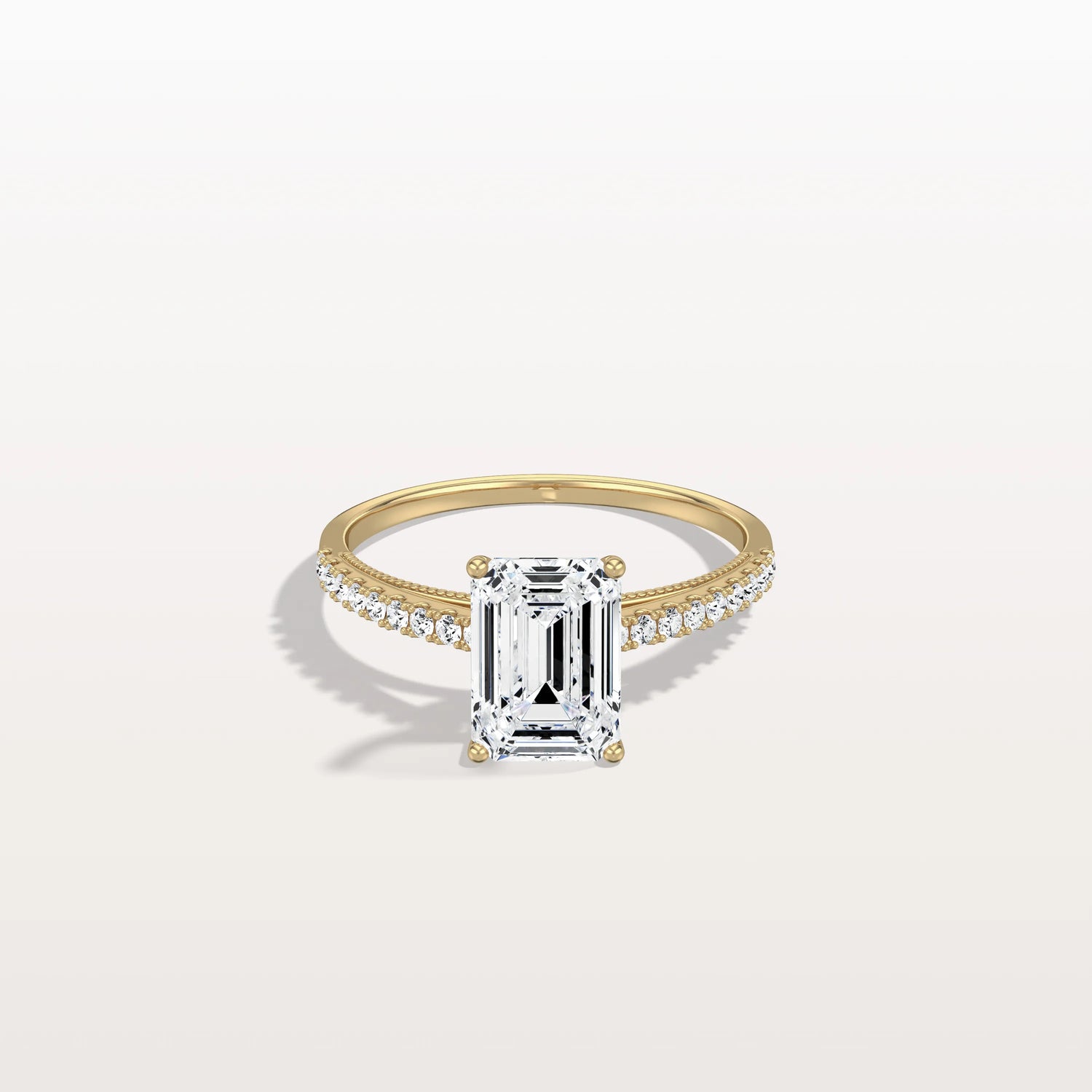 Emerald Cut Solitaire Pave 2CT Lab Grown Engagement Ring - Rings