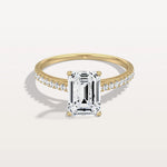 Emerald Cut Solitaire Pave 2CT Lab Grown Engagement Ring - Rings