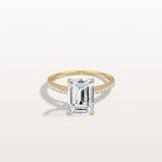 Emerald Cut Solitaire Pave 3CT Lab Grown Engagement Ring - Rings