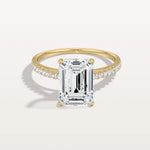 Emerald Cut Solitaire Pave 3CT Lab Grown Engagement Ring - Rings