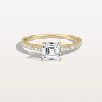 Asscher Cut Pave Solitaire 1CT Lab Grown Engagement Ring - Rings