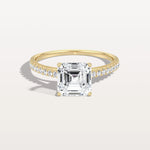 Asscher Cut Pave Solitaire 2CT Lab Grown Engagement Ring - Rings