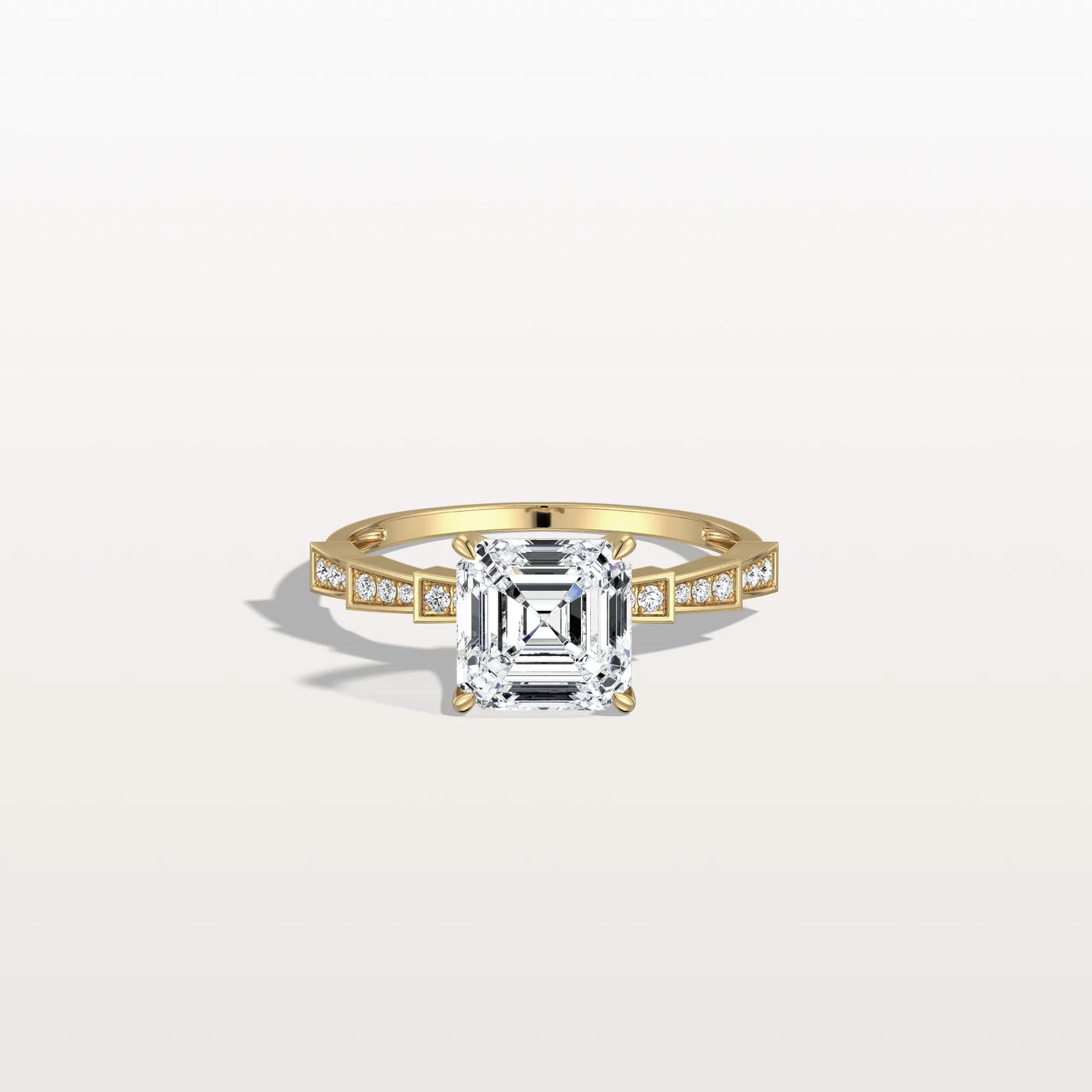 Hidden Halo Asscher Cut 2CT Lab Grown Diamond Pave Ring - Rings