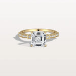 Hidden Halo Asscher Cut 2CT Lab Grown Diamond Pave Ring - Rings