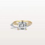 Hidden Halo Asscher Cut 3CT Lab Grown Diamond Pave Ring - Rings