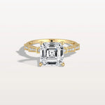 Hidden Halo Asscher Cut 3CT Lab Grown Diamond Pave Ring - Rings