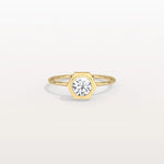 Hexagon Bezel Solitaire Round Lab Diamond Ring - Rings