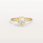 Hexagon Bezel Solitaire Round Lab Diamond Ring - Rings