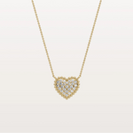 Lab Grown Diamond Beaded Heart Necklace in 14K Solid Gold/Platinum - Necklaces