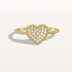 Lab Grown Diamond Beaded Heart Ring in 14K White Gold - Rings