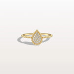 Lab Diamond Beaded Pear Shaped Ring in 14K Gold/Platinum - Rings