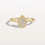 Lab Diamond Beaded Pear Shaped Ring in 14K Gold/Platinum - Rings