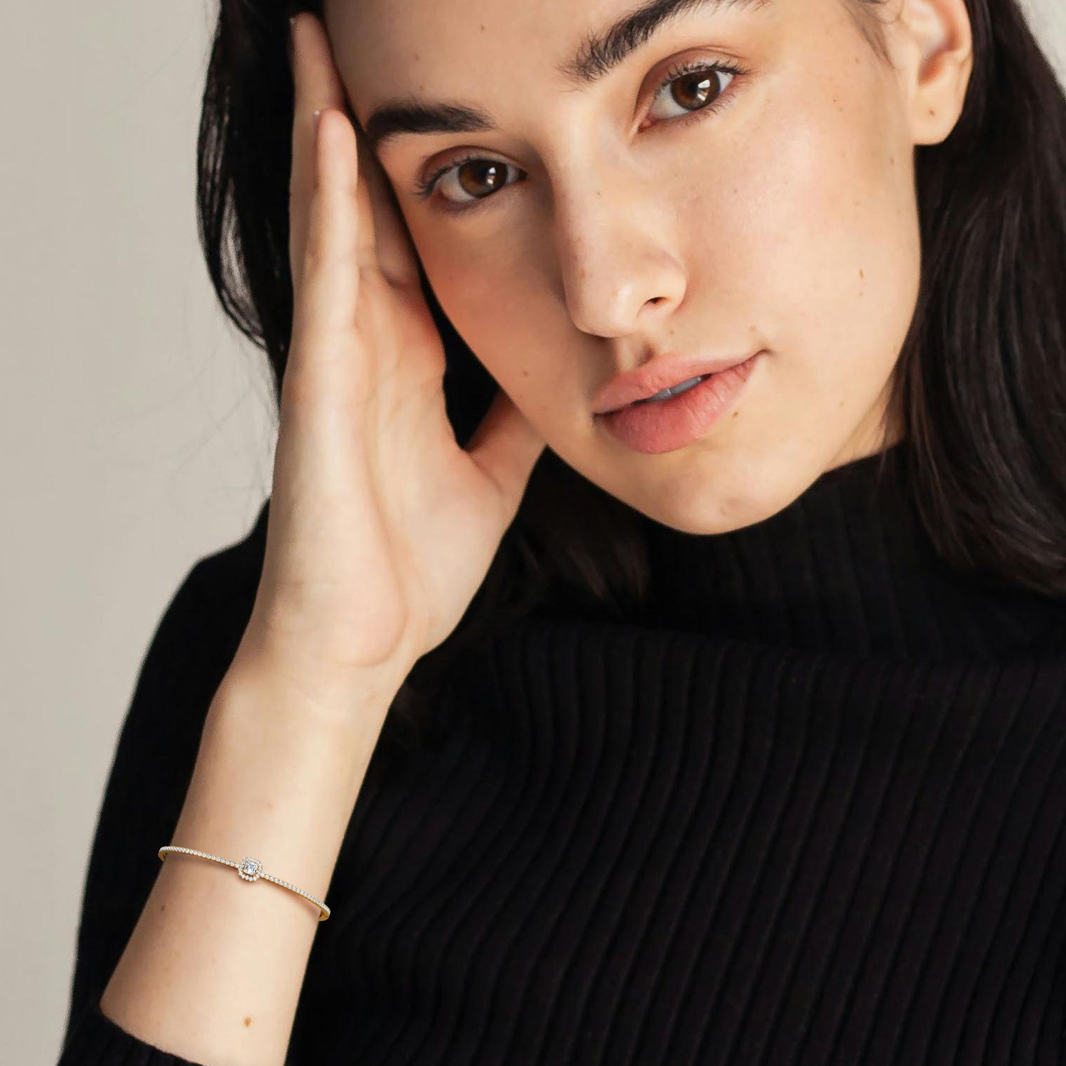 2CTW Asscher Lab Grwon Diamond Pave Halo Bangel Bracelet - Bracelets