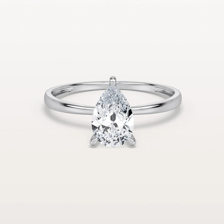 1CT Pear Cut Lab Diamond Engagement Ring In 14K Gold - Rings