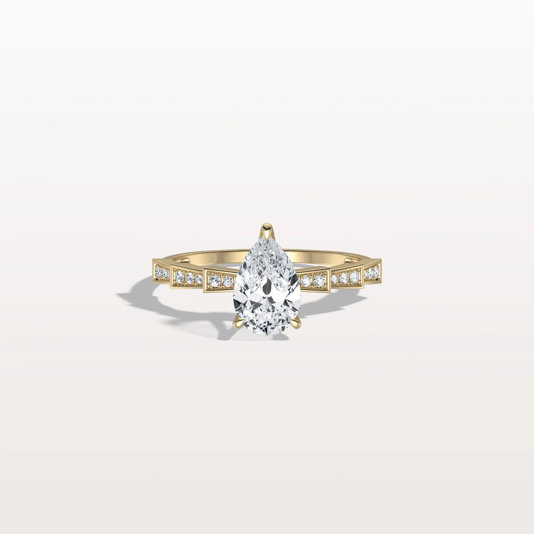 1CT Pear Cut Lab Diamond Hidden Halo Ring - Modern Style - Rings
