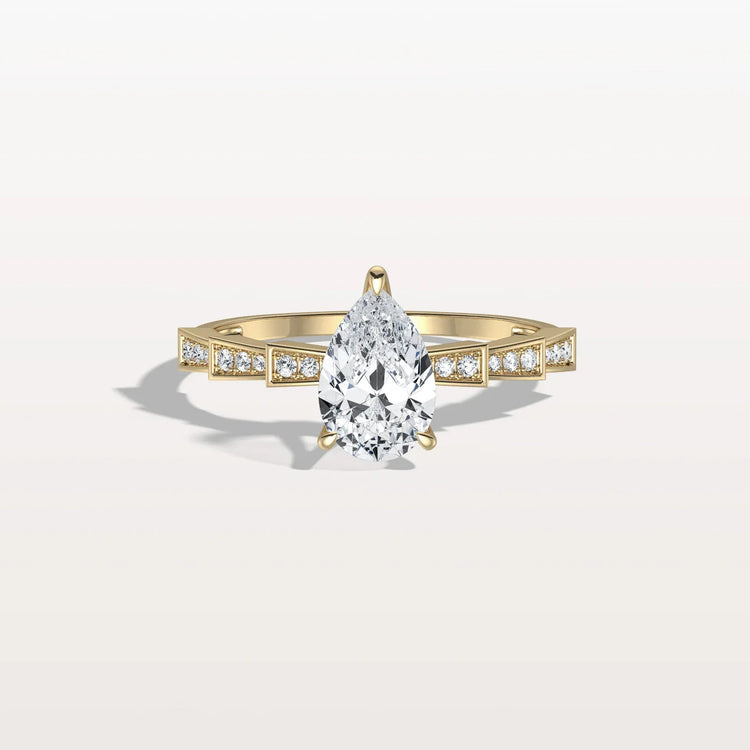 1CT Pear Cut Lab Diamond Hidden Halo Ring - Modern Style - Rings