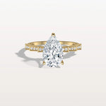 2CT Pear Cut Lab Diamond Hidden Halo Ring - Modern Style - Rings