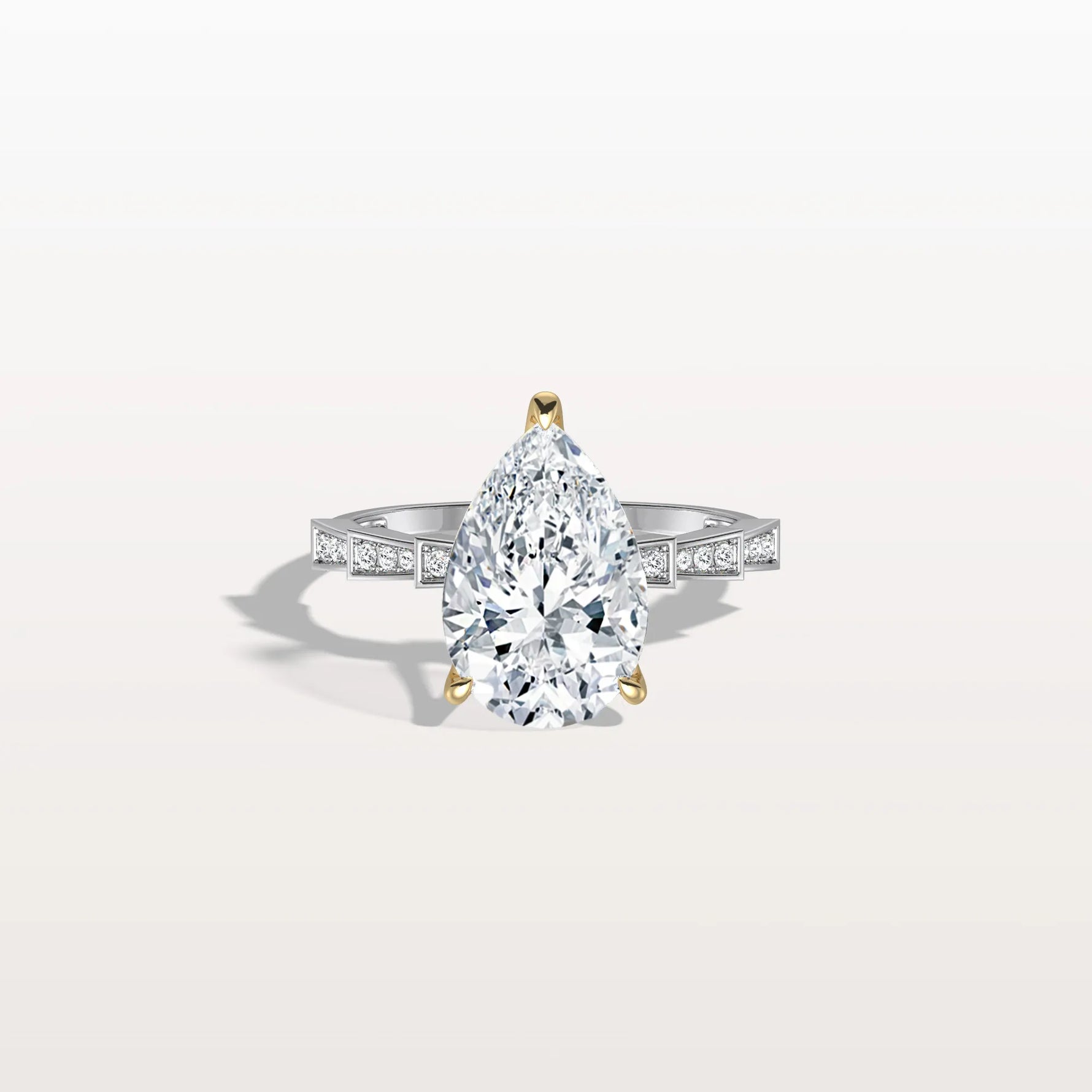 3CT Two - Tone Pave Pear Lab Grown Diamond Ring - Rings