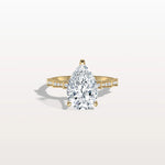 3CT Pear Cut Lab Diamond Hidden Halo Ring - Modern Style - Rings
