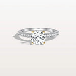 Lab Diamond Two Tone Engagement Ring - 1CT Pave Band - Rings