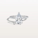 2CT Pear Lab Diamond Engagement Ring–Pave Band in 14K Gold - Rings