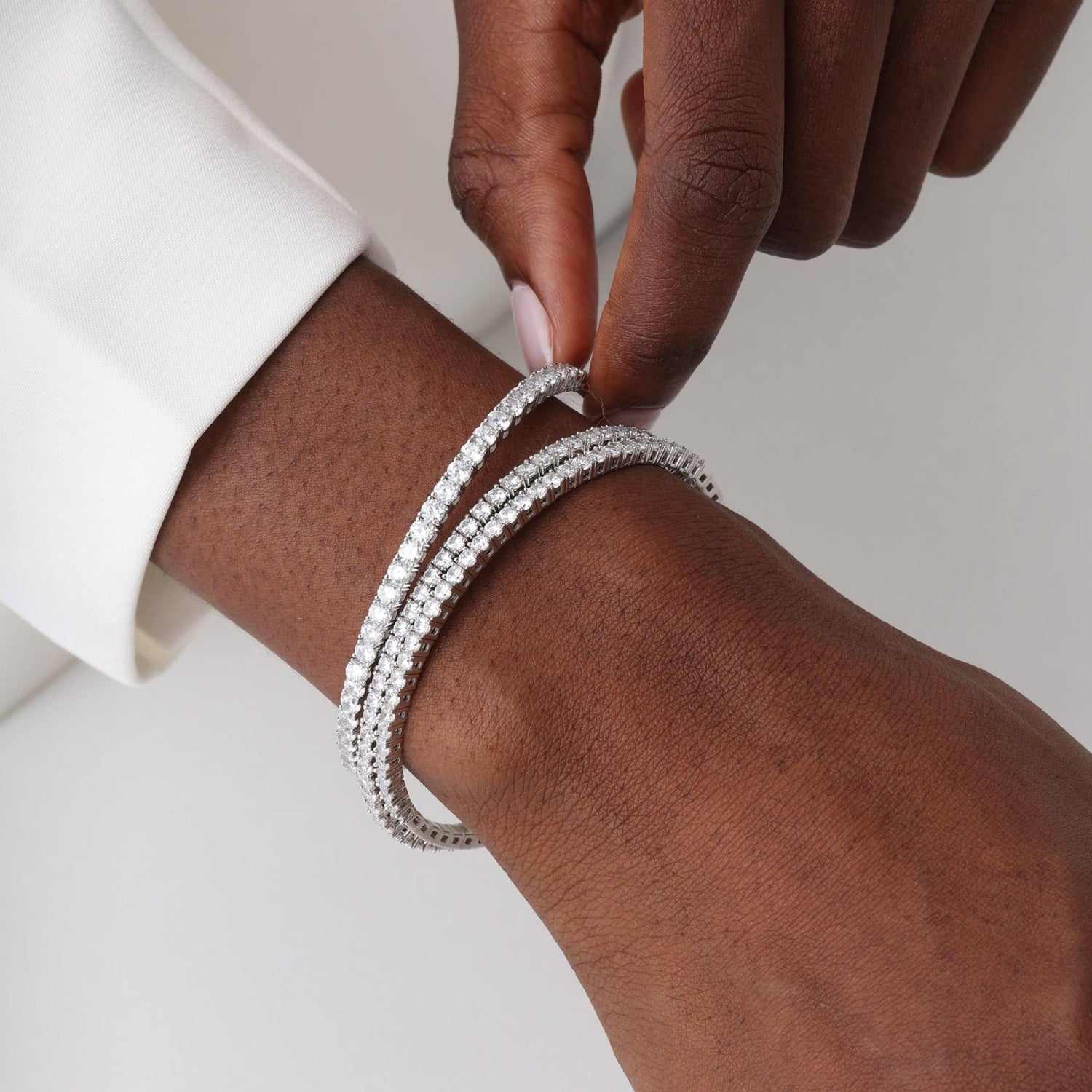 3.11CTW VVS Lab Grown Diamond Full Eternity 7 Inches Flexible Bangle - Bracelets