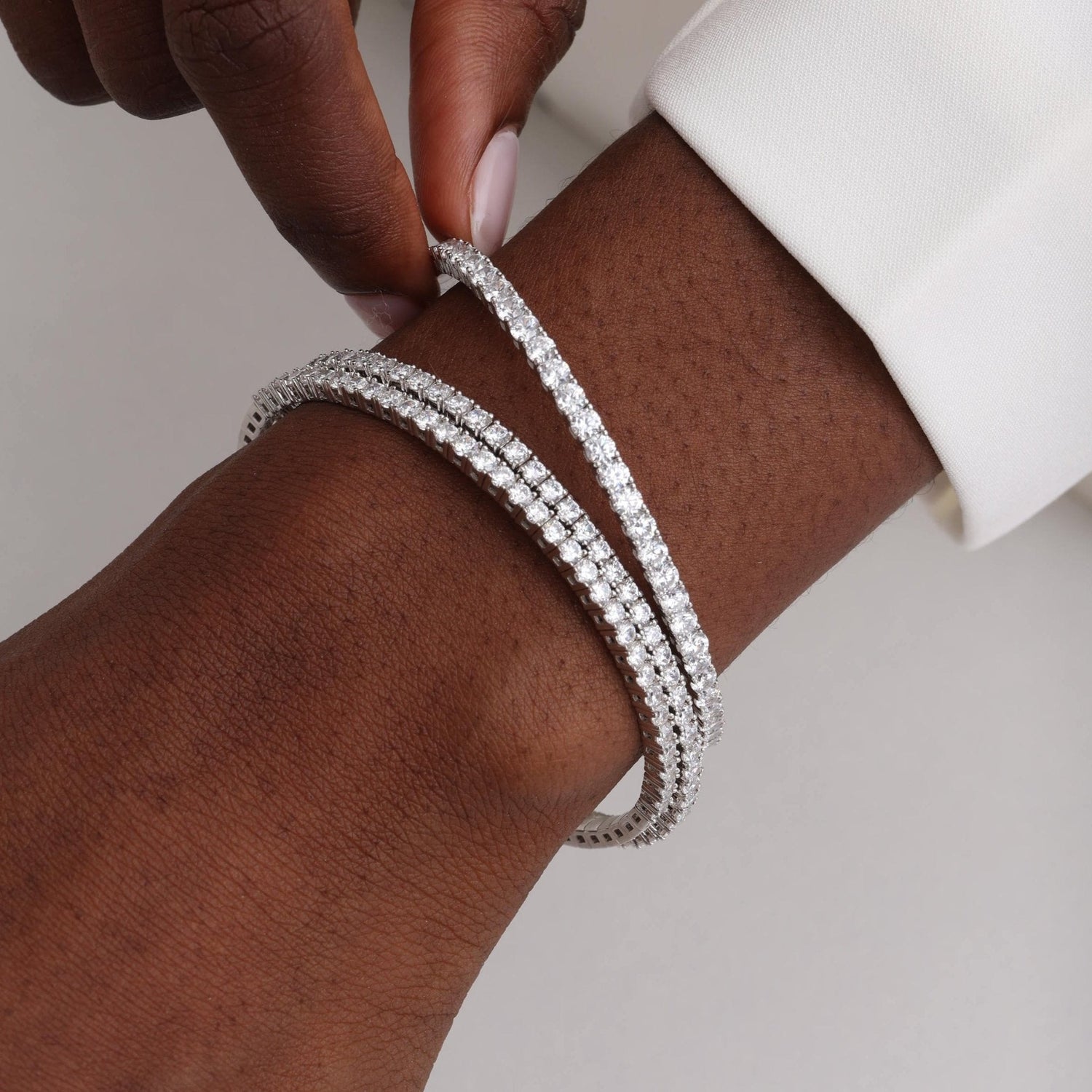 5.08CTW VVS Lab Grown Diamond Full Eternity 7.3 Inches Flexible Bangle - Bracelets