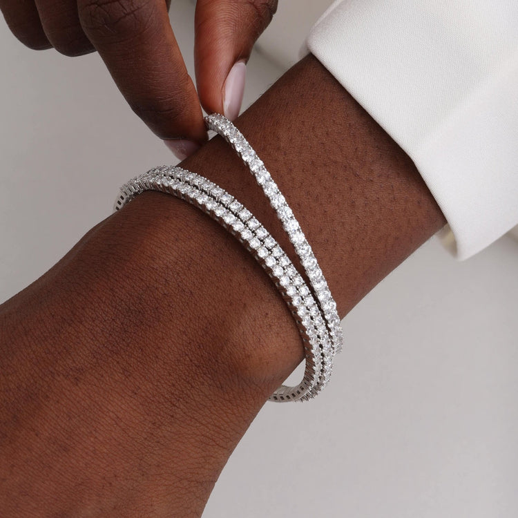 5.08CTW VVS Lab Grown Diamond Full Eternity 7.3 Inches Flexible Bangle - Bracelets