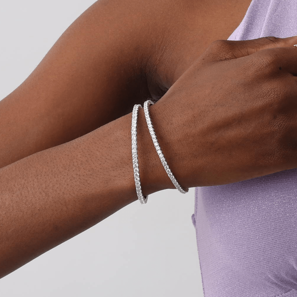 6.18CTW VVS Lab Grown Diamond Full Eternity 7.5 Inches Flexible Bangle - Bracelets