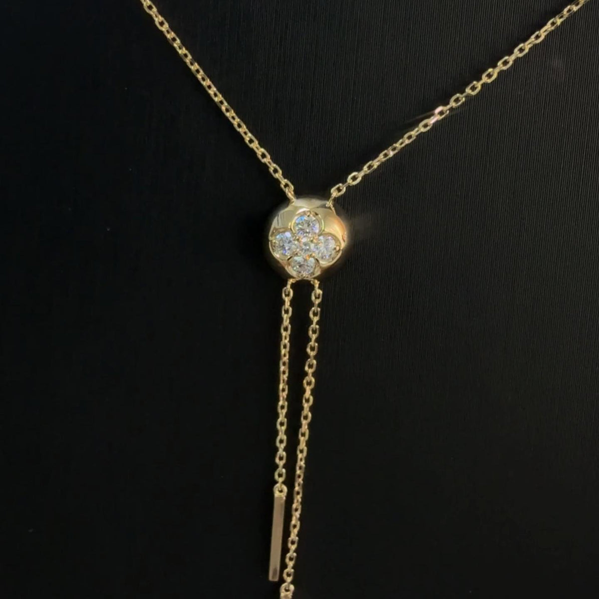 Lab Grown Diamond Ball Pendant Y Necklace In 14K Solid Gold/Platinum - Necklaces
